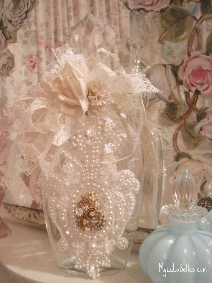 Vintage bridal lace bottle