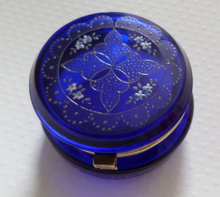 Stunning Cobalt Blue Glass Hinged Pot c1900