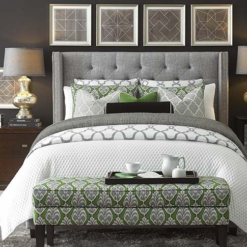 HGTV Home® Custom Upholstered Dublin Winged Bed by Bassett Furniture. Border ca...