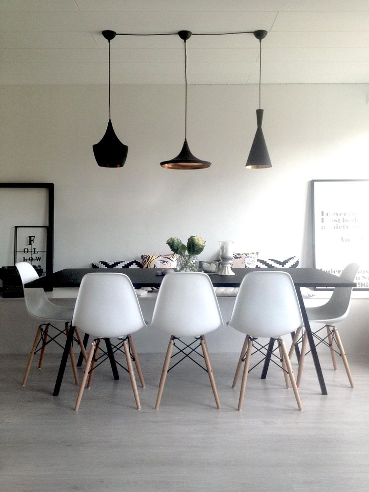 Dining Room : Hay Loop Table, Tom Dixon Beat Light, Eames DWW Chairs, Andy Warho...