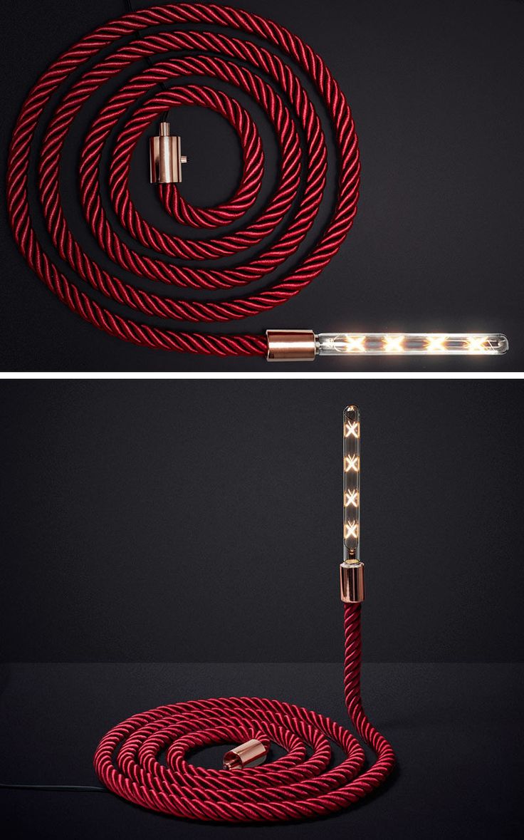 This unique lamp design includes a rope that can be bent or twisted into differe...