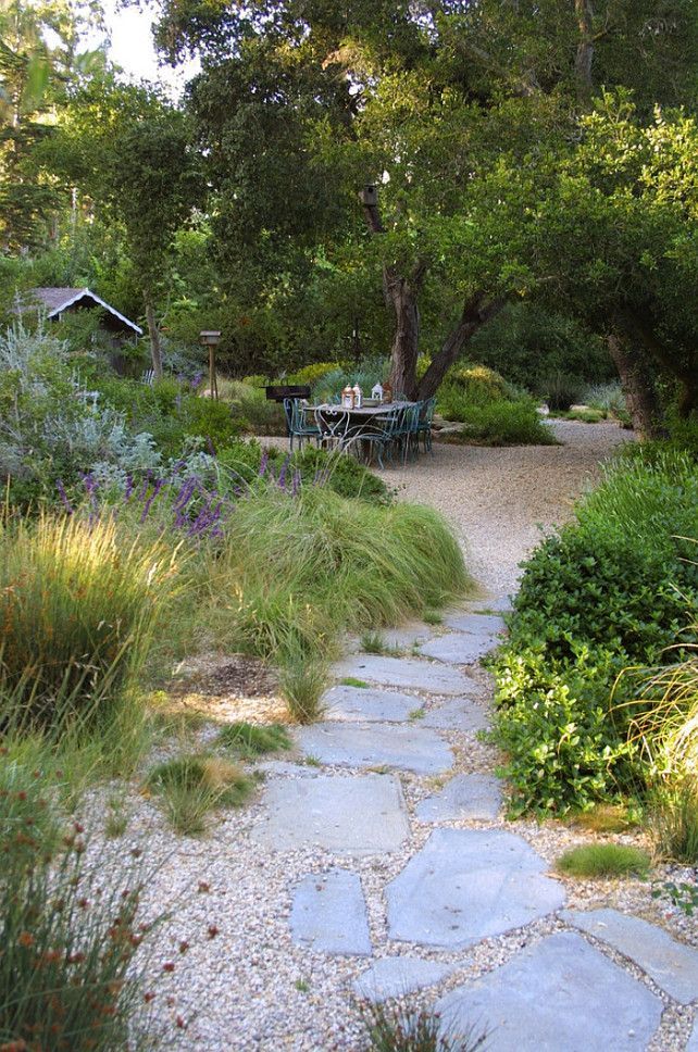 Garden path with naturalized plantings