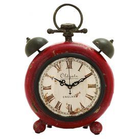 With a distressed finish and retro-chic silhouette, this charming table clock br...