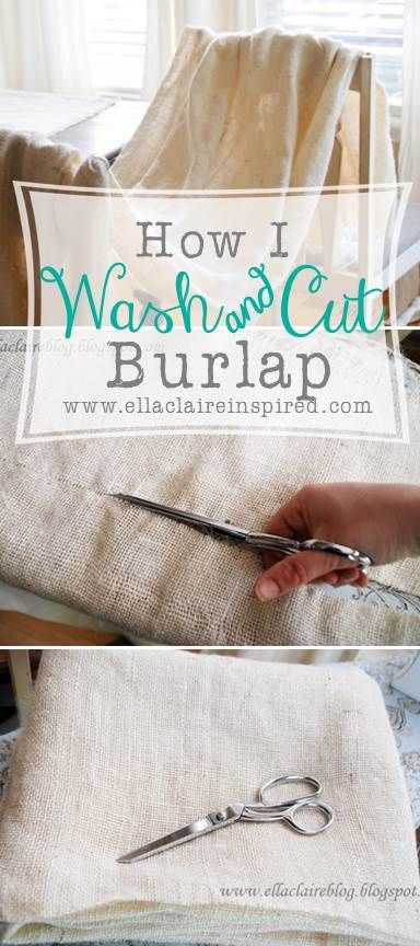 How I Wash and Cut Burlap! Get rid of the smell, soften the burlap, and even out...