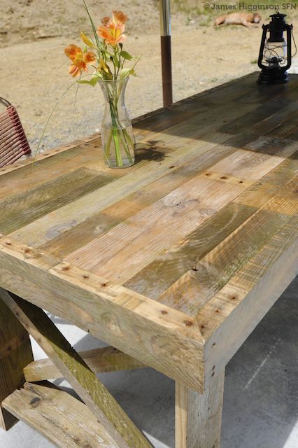Patio table made from pallets...with instructions...love this!