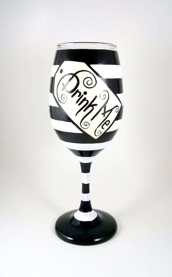 Alice in Wonderland inspired Wine Glass by ImpulsiveCreativity, $22.00