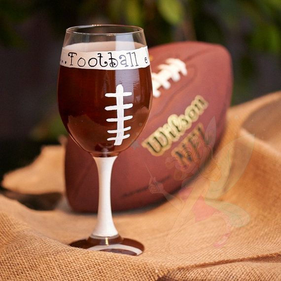 Football Mom hand painted Wine glasses #HomeBowlHeroContest