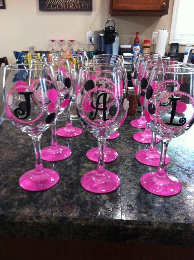 Decorative Bottles : Hand Painted Wine Glasses - Decor Object | Your