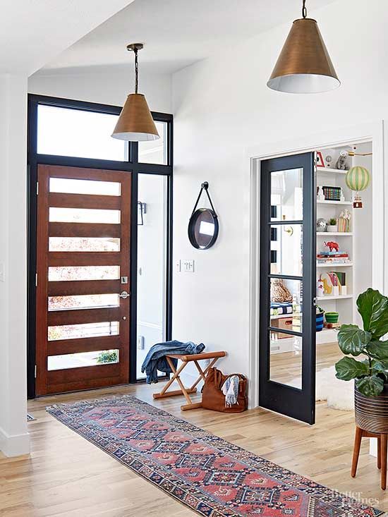 Modern entryway with french doors
