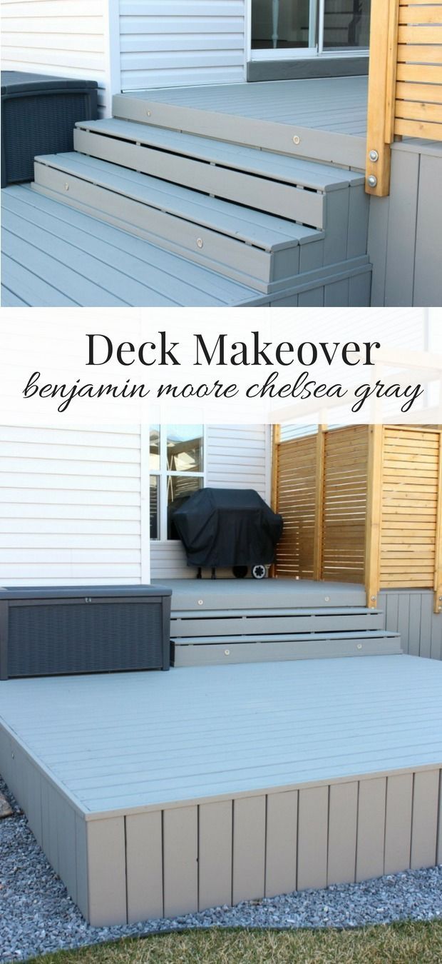Our deck makeover is underway, and we're loving the look of the new Chelsea Gray...