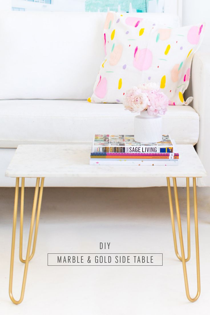 Marble Table Top DIY with Gold Accents- sugar and cloth - home decor ideas by Ho...