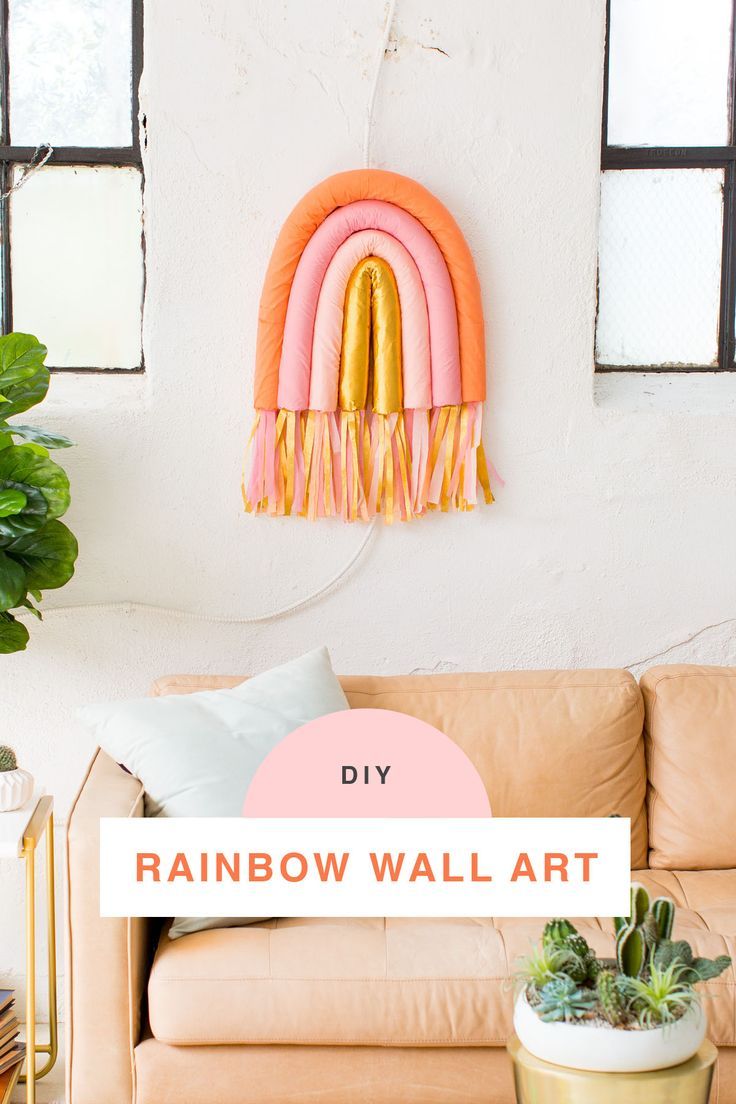DIY Rainbow Art Wall Hanging by top Houston lifestyle blogger Ashley Rose of Sug...
