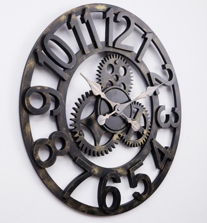 58cm oversized large decorative vintage retro art luxury gears wall clock US $59...