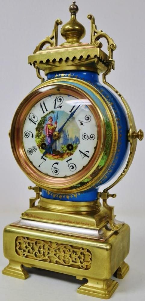 Antique French Ormolu & Blue Sevres Porcelain Mantel Clock 8 Day Striking C1870 ...
