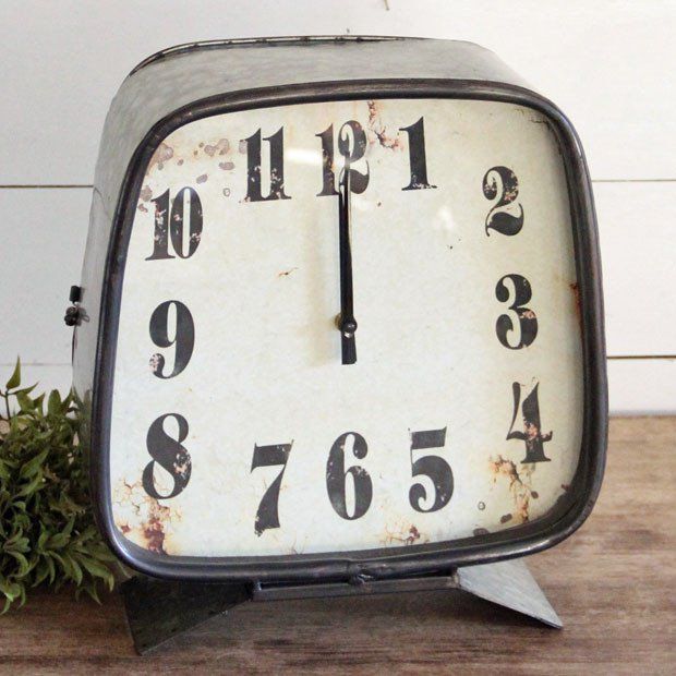 Rustic Metal Table Clock