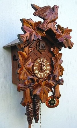 Traditional Leaf & Bird Black Forest Cuckoo Clock, Model #90/9HZ