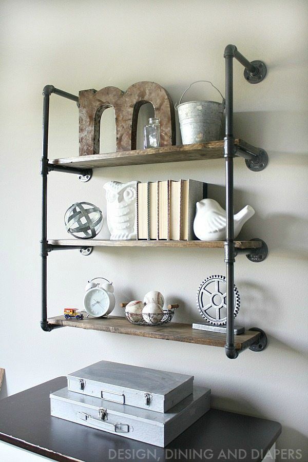 Learn how to make these farmhouse style shelves using galvanized pipes and wood!...