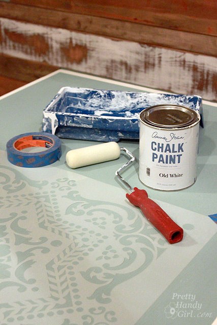 How to Stencil and Distress and Chalk Paint a Table