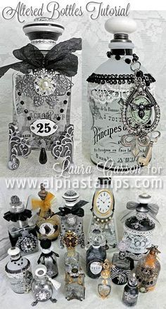 Alpha Stamps News » French-Themed Altered Bottles by Laura Carson