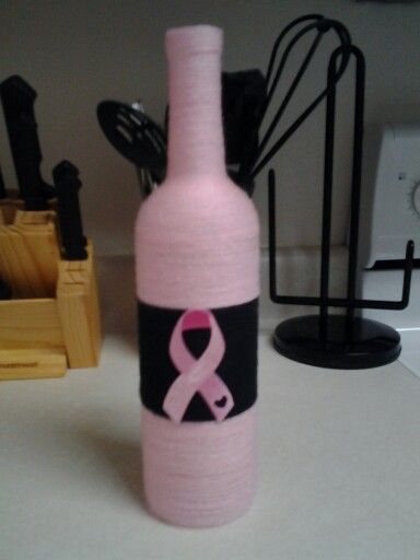 Diy breast cancer awareness wine bottle