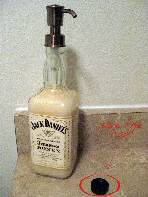 Turn your favorite bottle of alcohol into a cute soap dispenser for the kitchen!