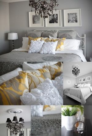 Gray and yellow Bedroom by MarthaRaquel