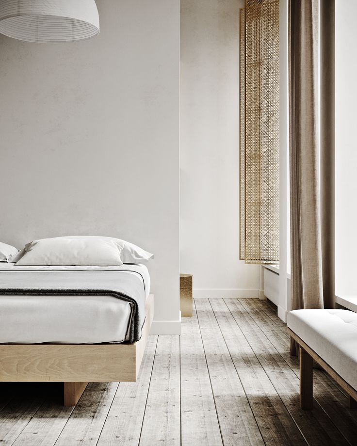 Sense by Dubrovska Studio - A minimalist style bedroom with an incredible integrated bathroom