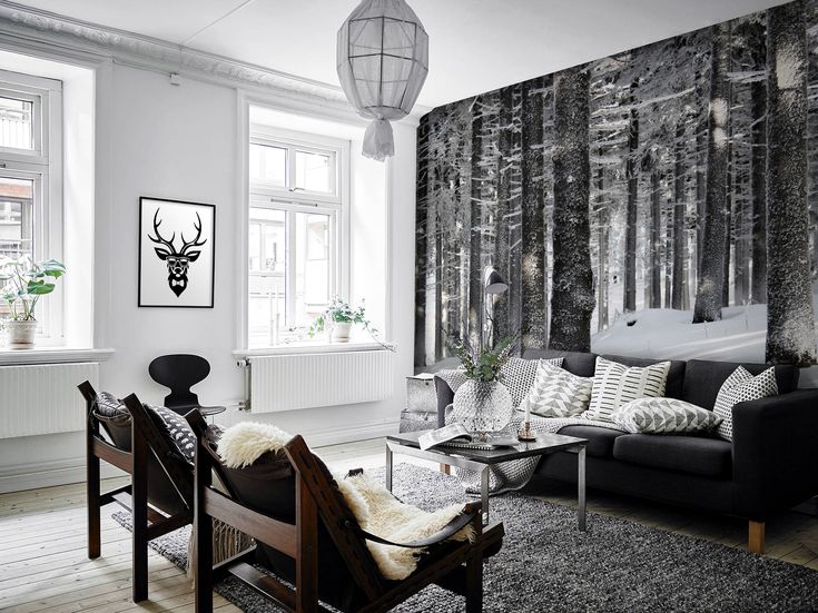 Snow forest • Scandinavian - Living room - Wall Murals - Posters - Landscapes ...