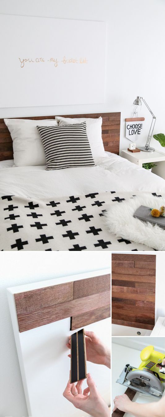 This DIY Ikea Hack Stikwood Headboard is simple and adds so much character to a ...