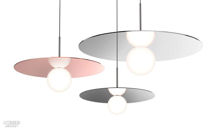 Bola polished-aluminum pendants in rose gold, gunmetal, and chrome by Pablo Des...