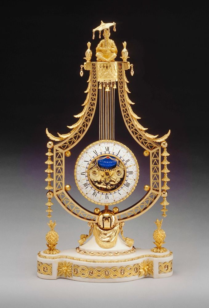 A Louis XVI figural lyre clock of eight day duration by Joseph-Charles-Paul Bert...