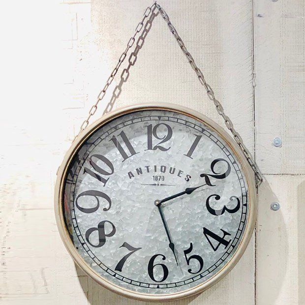 Metal Wall Clock With Chain Hanger