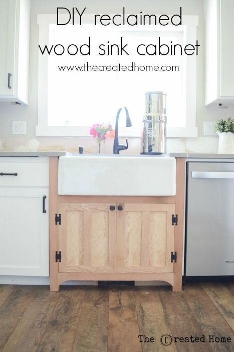 DIY reclaimed wood sink cabinet~ The Created Home