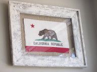 Framed vintage California parade flag from Camps and Cottages---one of my fave s...