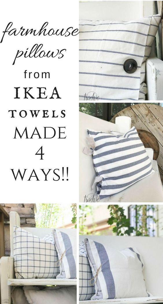 DIY Ikea Tea Towel Farmhouse Pillows 4 Ways!!