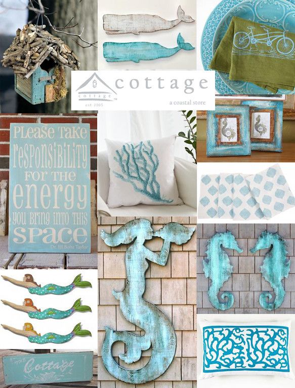 beachy themed decor-these soothing colors and trinkets remind me of my summer 20...