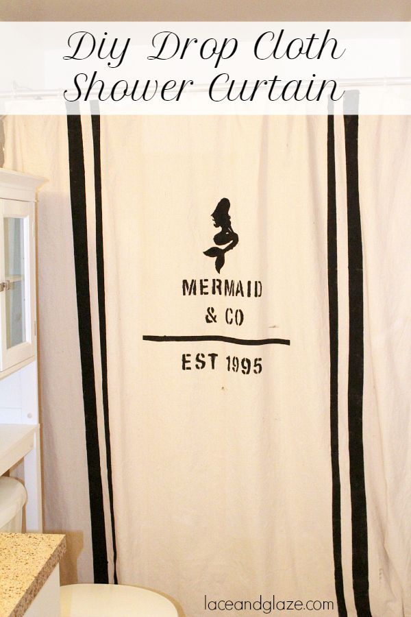 diy drop cloth mermaid shower curtain for a nautical feel on your bathroom. It o...