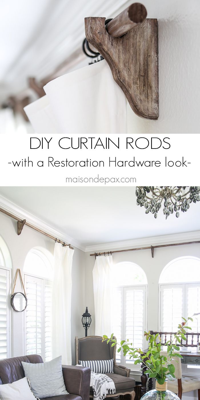 these are awesome! DIY real wood curtain rods with a Restoration Hardware look f...