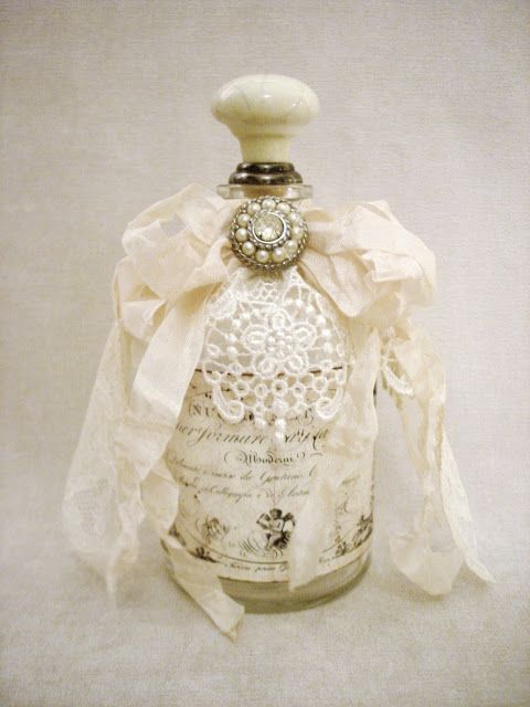 ~ The Feathered Nest ~: ~ My Artwork ~ shabby chic altered bottle