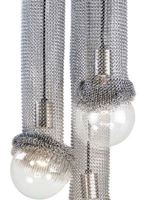 Interior Design Magazine: The Boa pendant, with chain mail around the light sour...