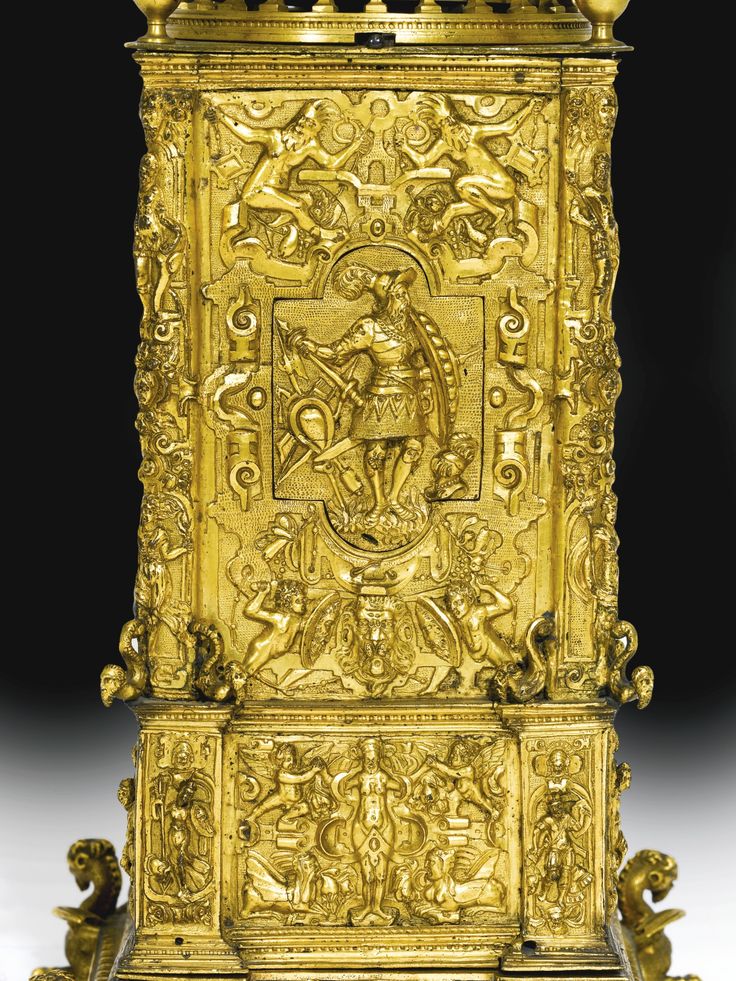 c1580 A gilt-brass table clock with alarm, German, circa 1580 Estimate 30,000 ...