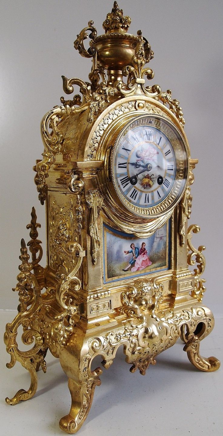 Antique Clocks 19th C French A.d.mougin Bronze & Sevres Porcelain Mantle #clock ...