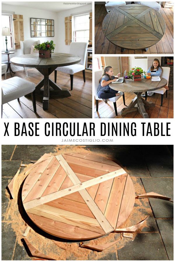 DIY X base circular dining table plans. #diyprojects #diyideas #diyinspiration #...