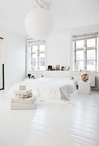 Crisp, and white bed room!