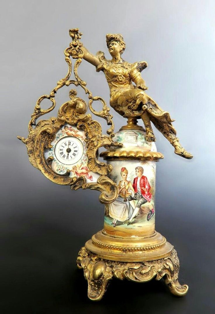 19th C. Viennese enamel on bronze Figural clock. W 4