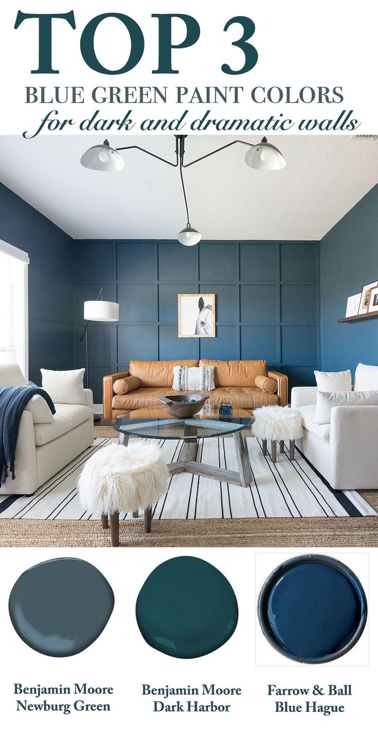 Top 3 Blue/Green paint colors for dark and dramatic walls #ccandmike #homedecori...