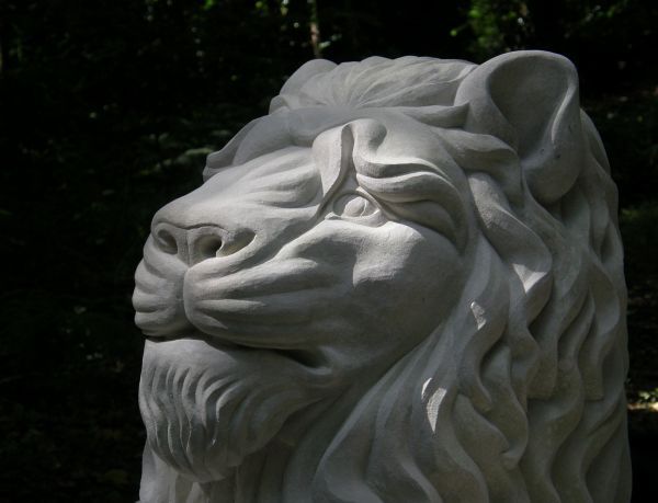 Portland Limestone #sculpture by #sculptor Peter Graham titled: '`Lion Head` (Li...
