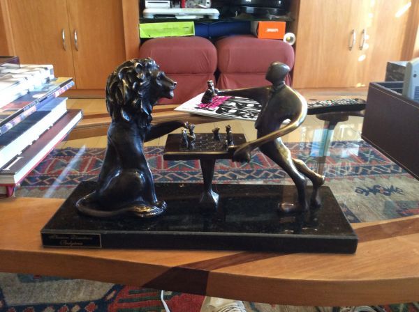 #Bronze #sculpture by #sculptor Plamen Dimitrov titled: 'Brasil - Chess (Corpora...