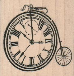 Clock Face Bicycle 2 1/2 x 2 1/2 - Steampunk - Rubber Stamps