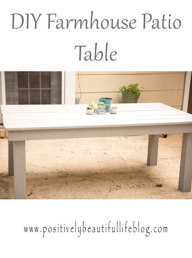 A step by step post on how to make a beautiful farmhouse patio table! #diyprojec...